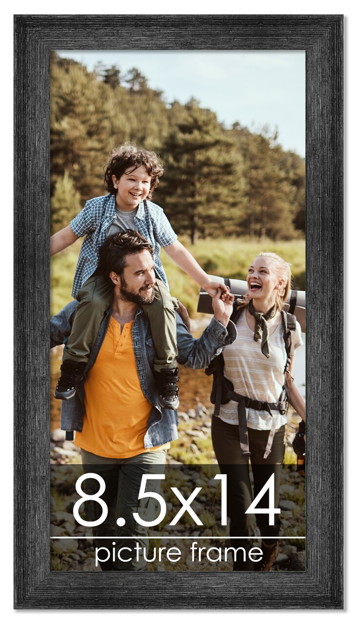 8.5x14 Wide Barnwood Picture Frame with UV-Resistant Acrylic & Acid Free Backing, Available in 6 Paint Finishes - Grey, Brown, White, and Black
